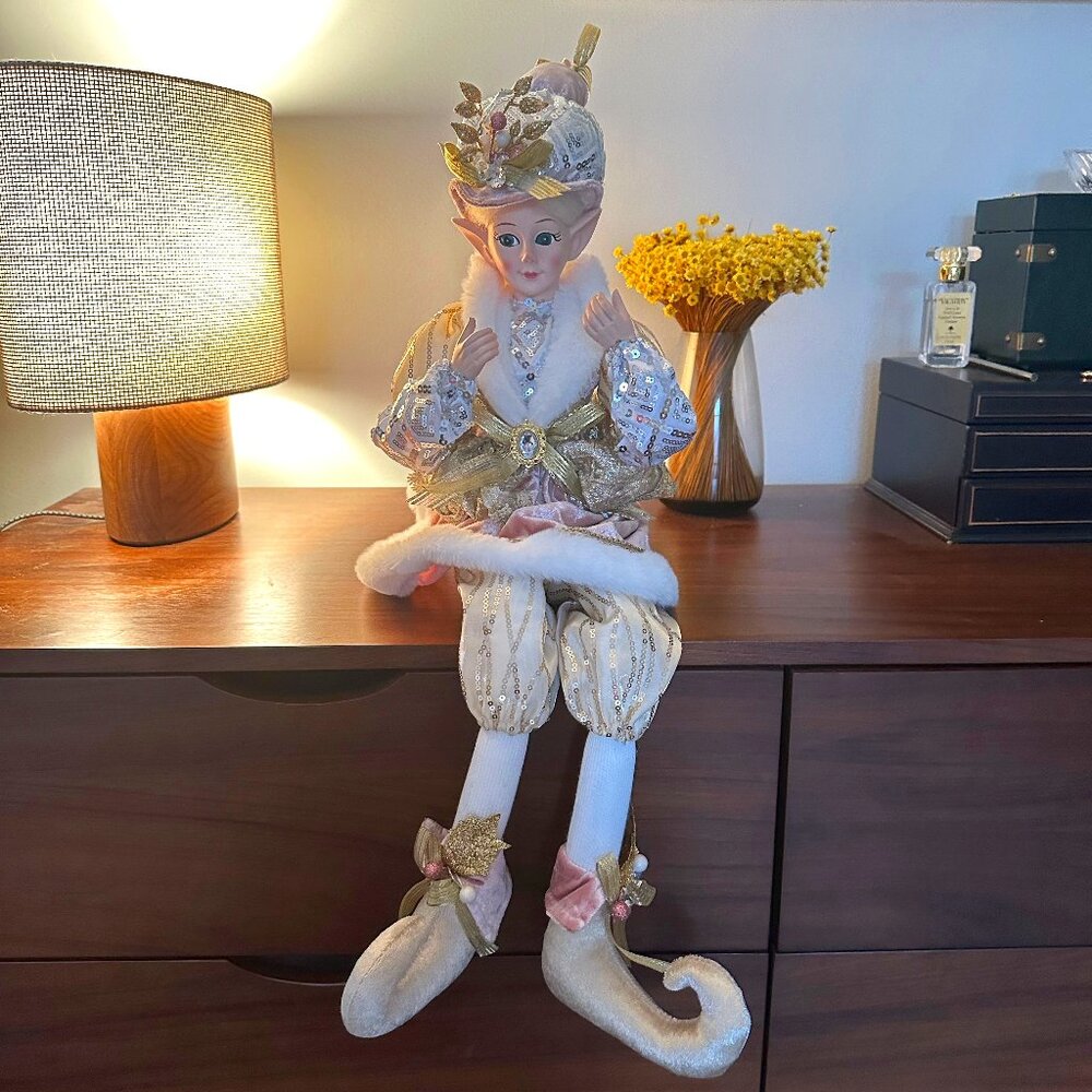 Rachel Zoe Christmas Elf Gold Posable Doll 30" NWT $25